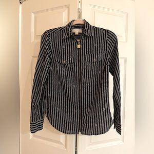 EUC MICHAEL KORS NAUTICAL LONG SLEEVE ZIP BLOUSE